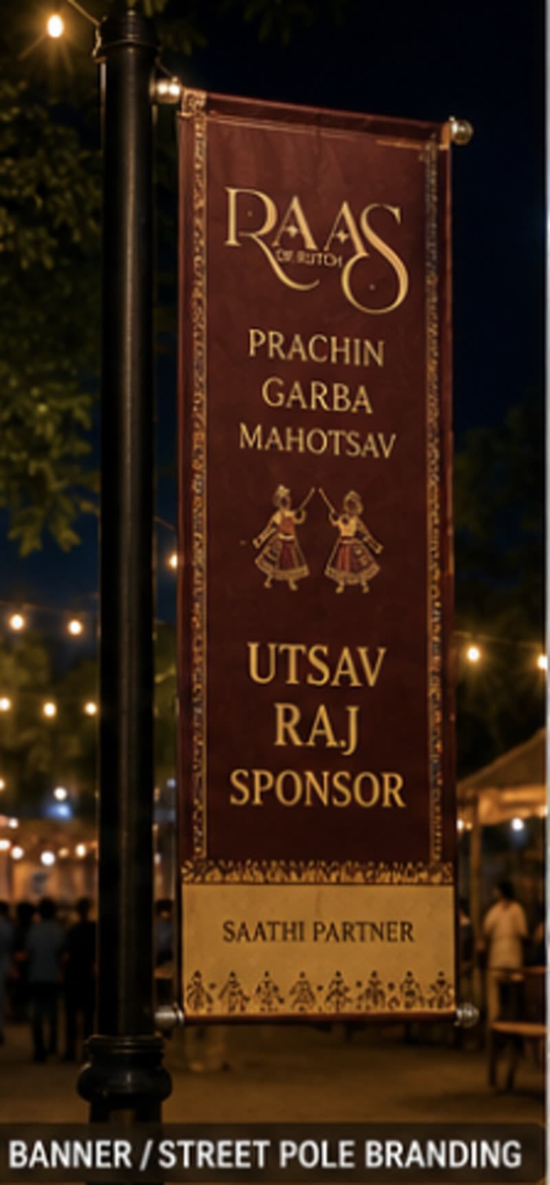 Sathi Partner branding on a street-pole banner